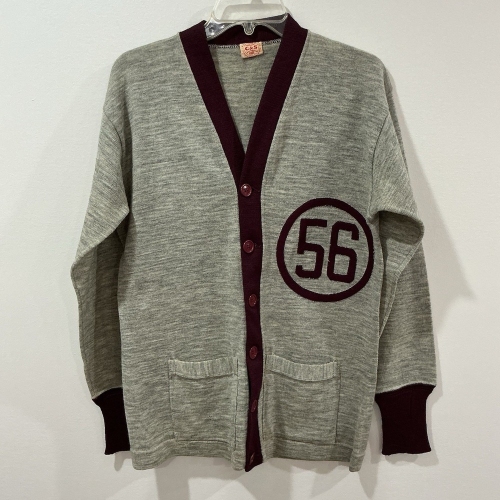 Vintage Texas A&M Wool‎ Sweater 1950s Cardigan Aggie College Athletic Coat #56